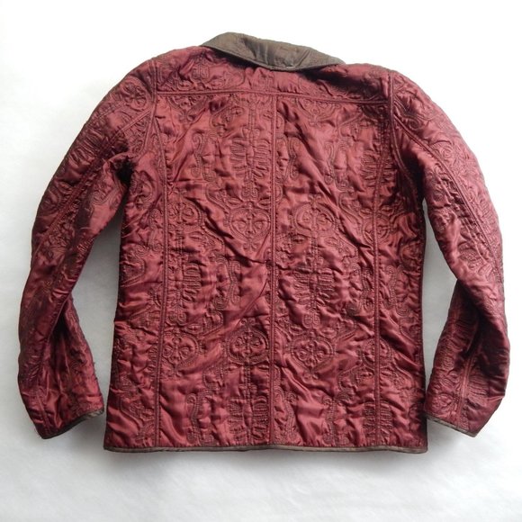 Chico's Womens Brown and Red Reversible Embroidered Zip Up Coat Size 0 - Picture 8 of 9